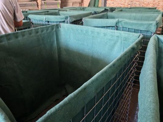 Barreras de defensa de tierra de arena galvanizada plegable con polipropileno no tejido y diseño apilable