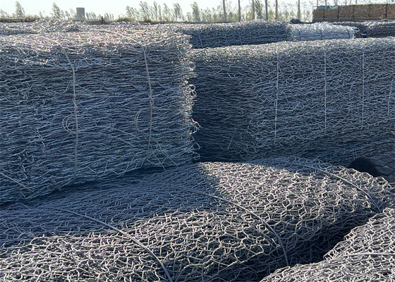 Cesta de gaviones galvanizada 2x1x1m Malla de acero de doble torsión alambre de 2,7 mm