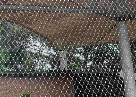 Red de malla de cuerda de acero inoxidable 316 con conexiones de ferrules para aves de animales de zoológico