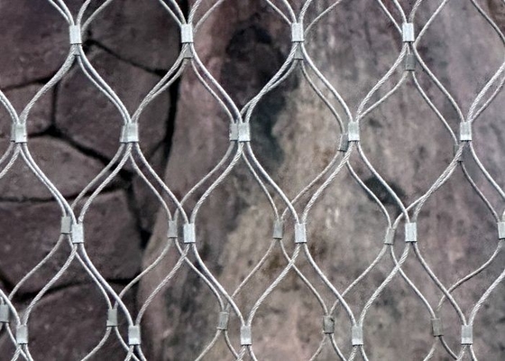 Red de prevención de caídas de rocas de agujero romboide con conexión de hierro para el zoológico
