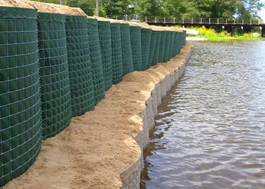 Barreras defensivas itares soldadas de larga duración / caja de malla de gabión para control de inundaciones